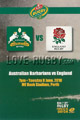 Australian Barbarians v England 2010 rugby  Programme